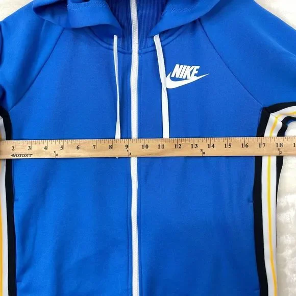 Nike Hooded Sweatshirt Womens Size Small Blue Retro Full Zip Track Jacket Hoodie - Picture 12 of 15